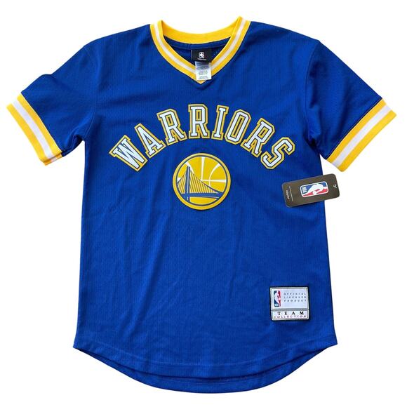 NWT Golden State Warriors NBA Youth Large Mesh Short Sleeves Collection Gold - Picture 1 of 7